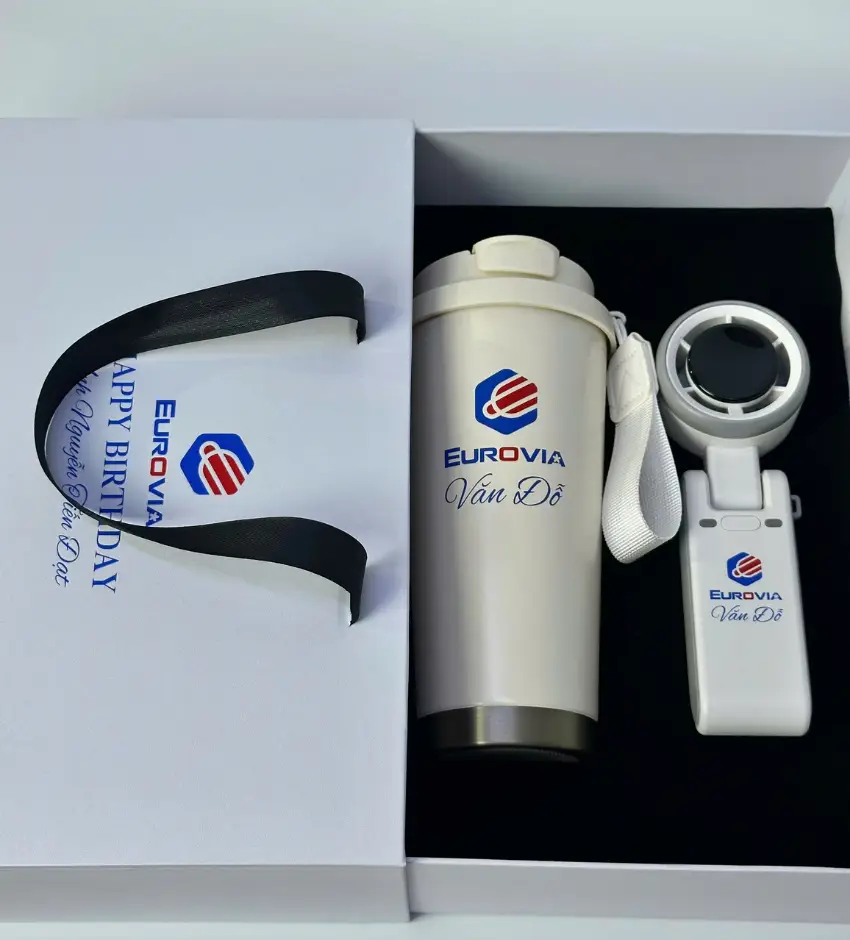 Set quà ly giữ nhiệt và quạt mini Givana