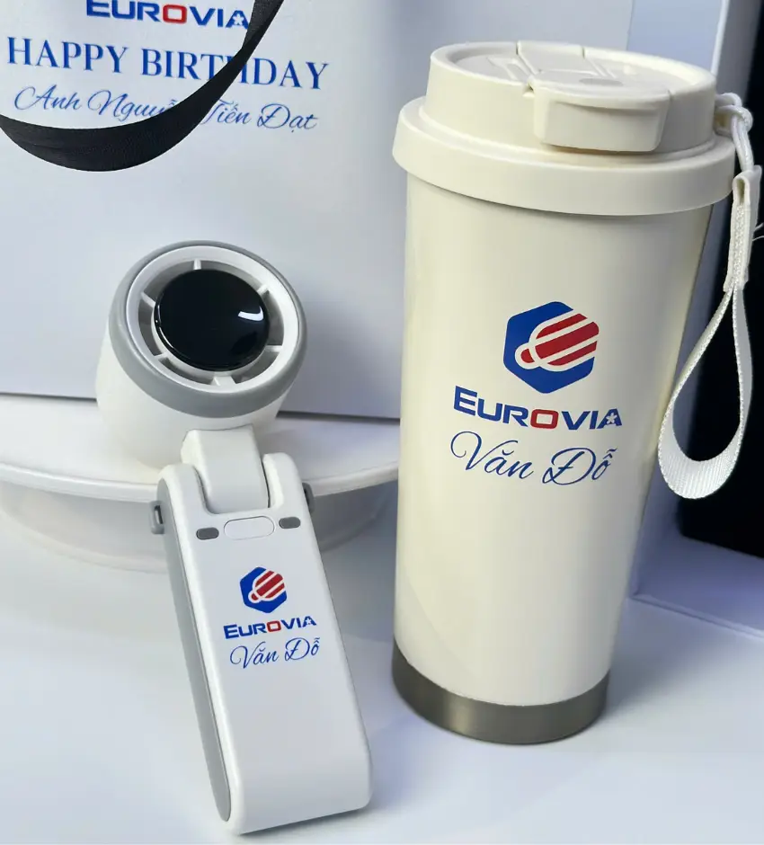 Set quà ly giữ nhiệt và quạt mini Givana