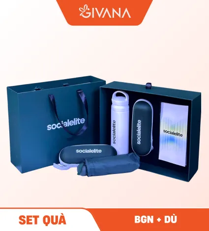 Set quà bình giữ nhiệt và dù gấp gọn Givana