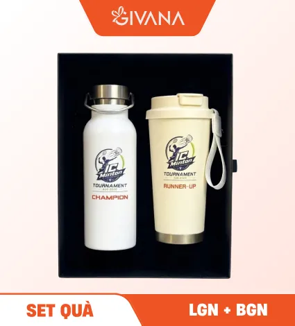 Set quà bình giữ nhiệt và ly giữ nhiệt Givana