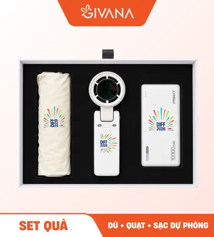 Set quà dù, quạt và sạc dự phòng Givana