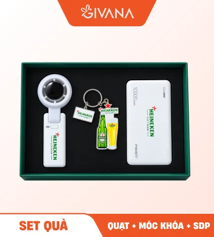 Set quà quạt, móc khóa và sạc dự phòng Givana